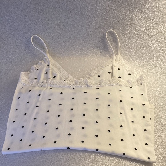 NWOT - Majora White & Black Stitched Polka Dot Scalloped Edge Camisole - Sz L - Picture 9 of 16